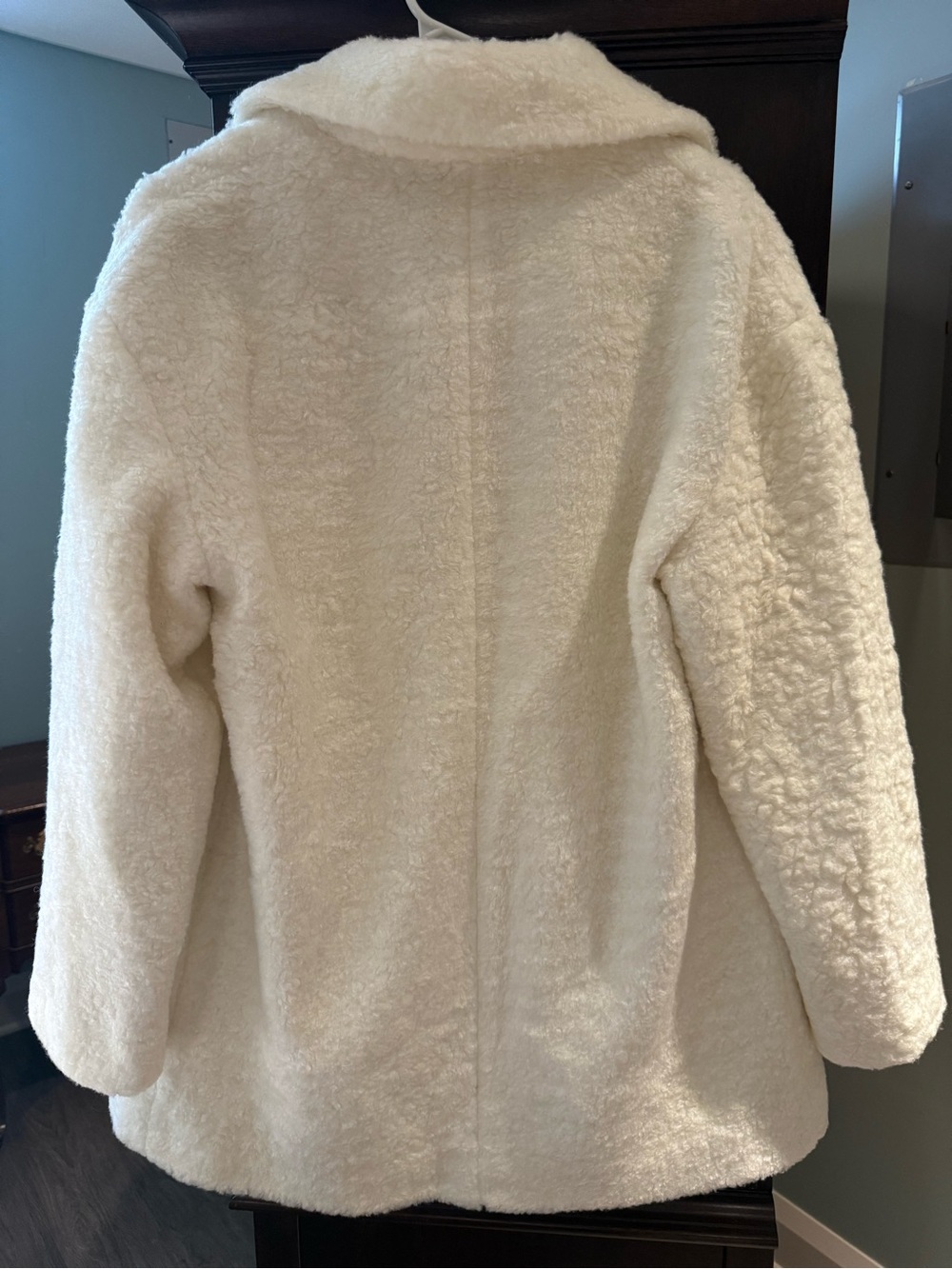 kate spade Cream Faux Shearling Double-Breasted Teddy Coat - Picture 2 of 6